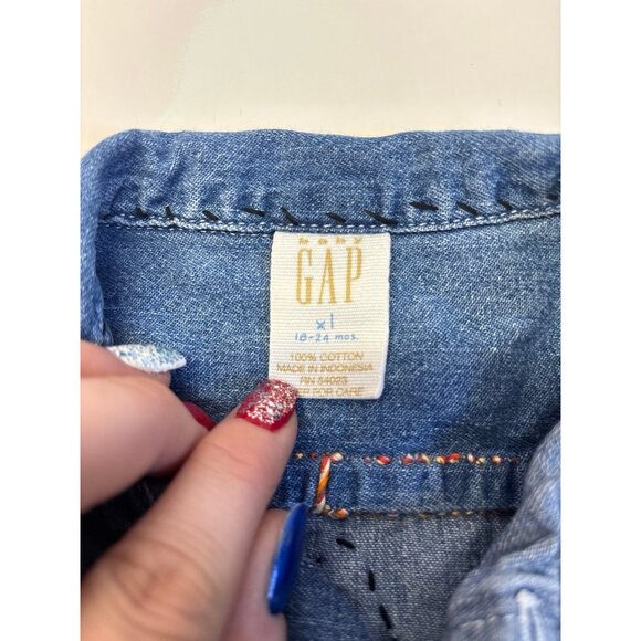 Baby GAP button Down Sleeveless Denim Jean Shirt (18-24 months) - Picture 4 of 8
